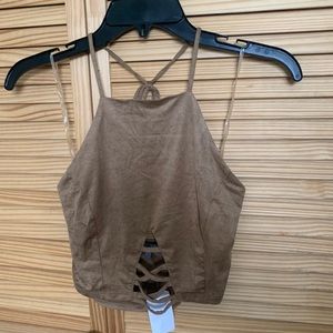 Brown suede crop top